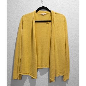 Eileen Fisher 100% Linen Open Front Cardigan Size M Golden Yellow